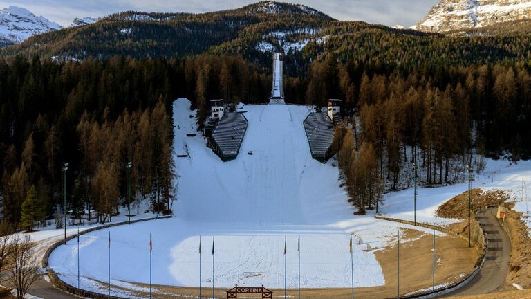 Einer der Austragungsorte der Olympischen Winterspiele 2026 in Cortina d’Ampezzo im Schnee
