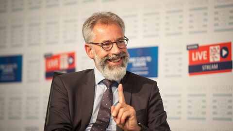 Michael Hager, Kabinettschef des geschäftsführenden Vizepräsidenten Valdis Dombrovskis, bei der Veranstaltung