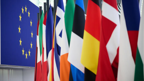 EU-Flagge und Flaggen einiger EU-Mitgliedstaaten