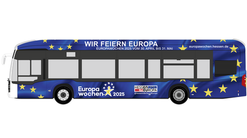 Grafik eines Busses mit Design der Europawochen