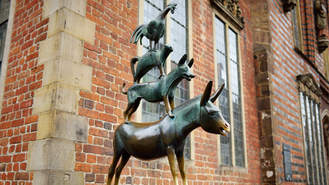 Famous Statue in the Center of Bremen, Known as the Bremen Town Musicians